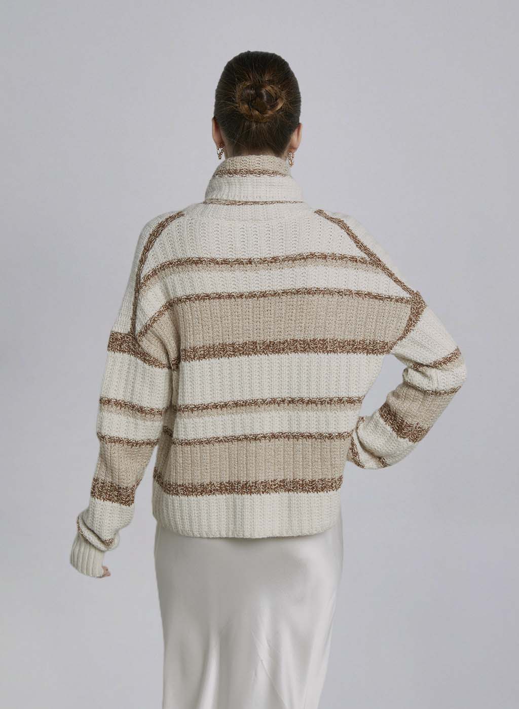 Turtleneck Wool-Blend Striped Sweater image 1