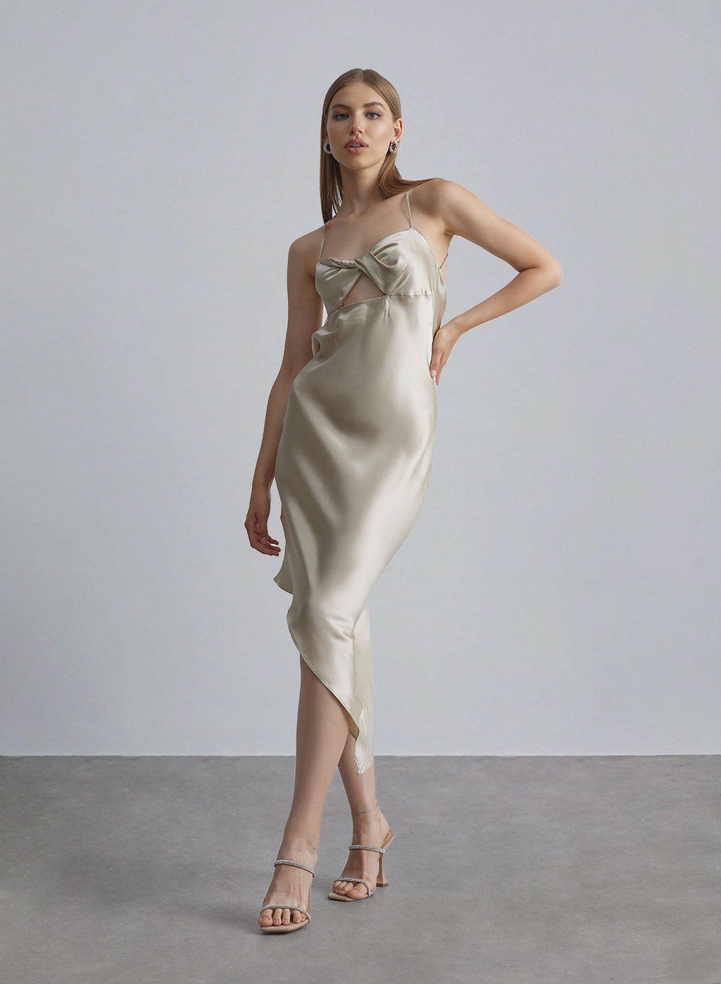 Twisted Knot Bias Cut Silk Dress image 0