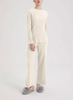 Camel Hair Leisure Rib-Knit Set - Ivory, S image