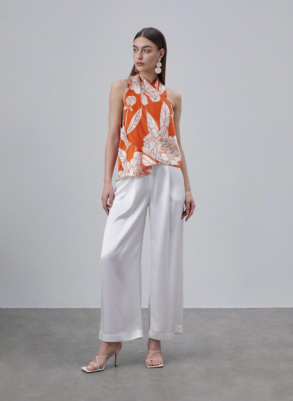Printed Cross Wrap-over Silk Top image 0