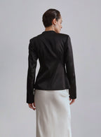 Twisted Front Knot Silk Blazer image 1