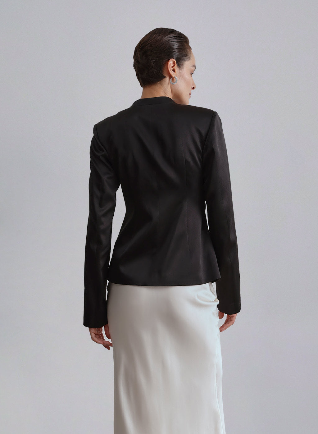 Twisted Front Knot Silk Blazer image 1