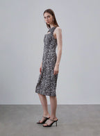 Printed Chest Cut-Out Silk Dress image 1