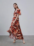 Printed Holiday Style Silk Dress image 1