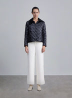 Irregular Collar Light Puffer Jacket - Black, S image