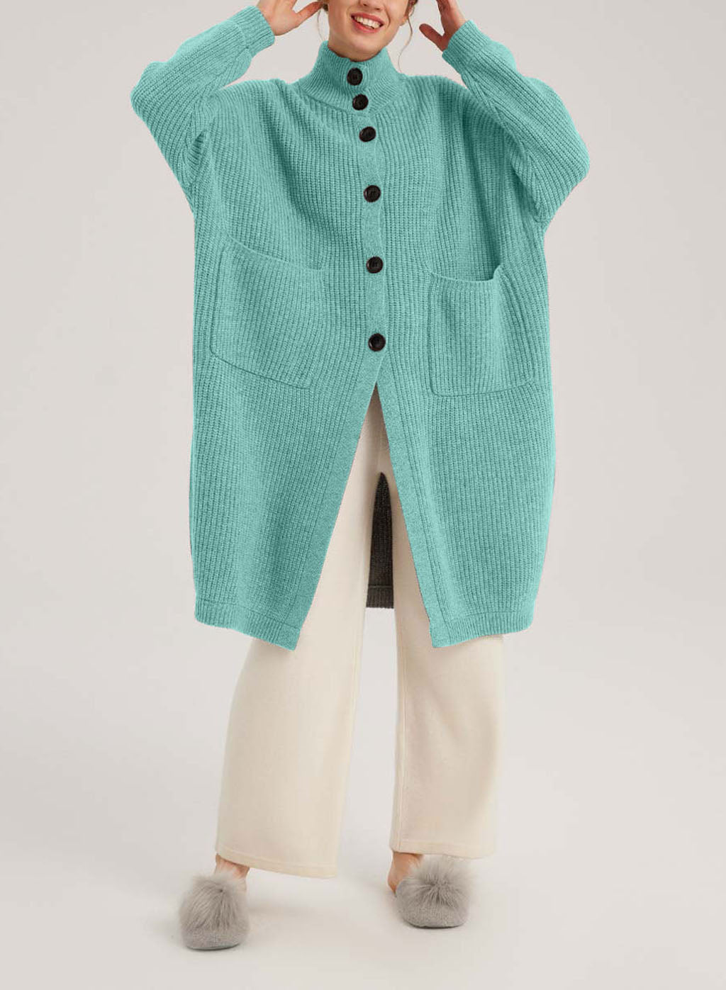Box-Cut Camel Hair Cardi - Bright Blue, L image