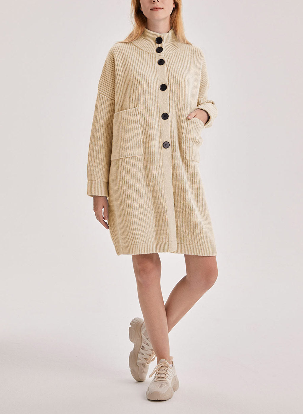 Box Cut Yak Wool Cardigan - Cream, S image