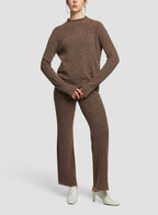 Straight Pull-on Pants - Dark Brown, S image