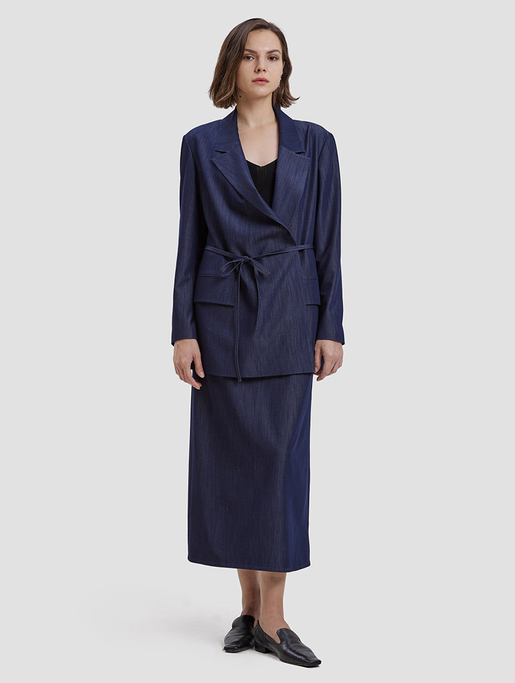 denim pencil skirt - whole body -navy blue