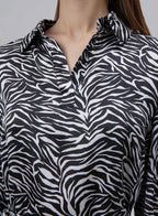 Printed Drawstring Silk Blouse image 3