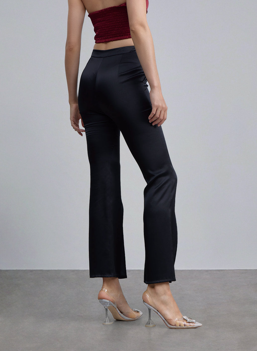 Front Slit Silk Bell-bottomed Pants image 1