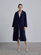 Double Breasted Cashmere-Wool Coat - Royal Purple, S image