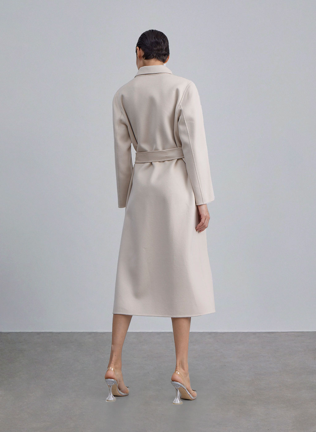 Notched Lapel Belted Wool Coat image 1