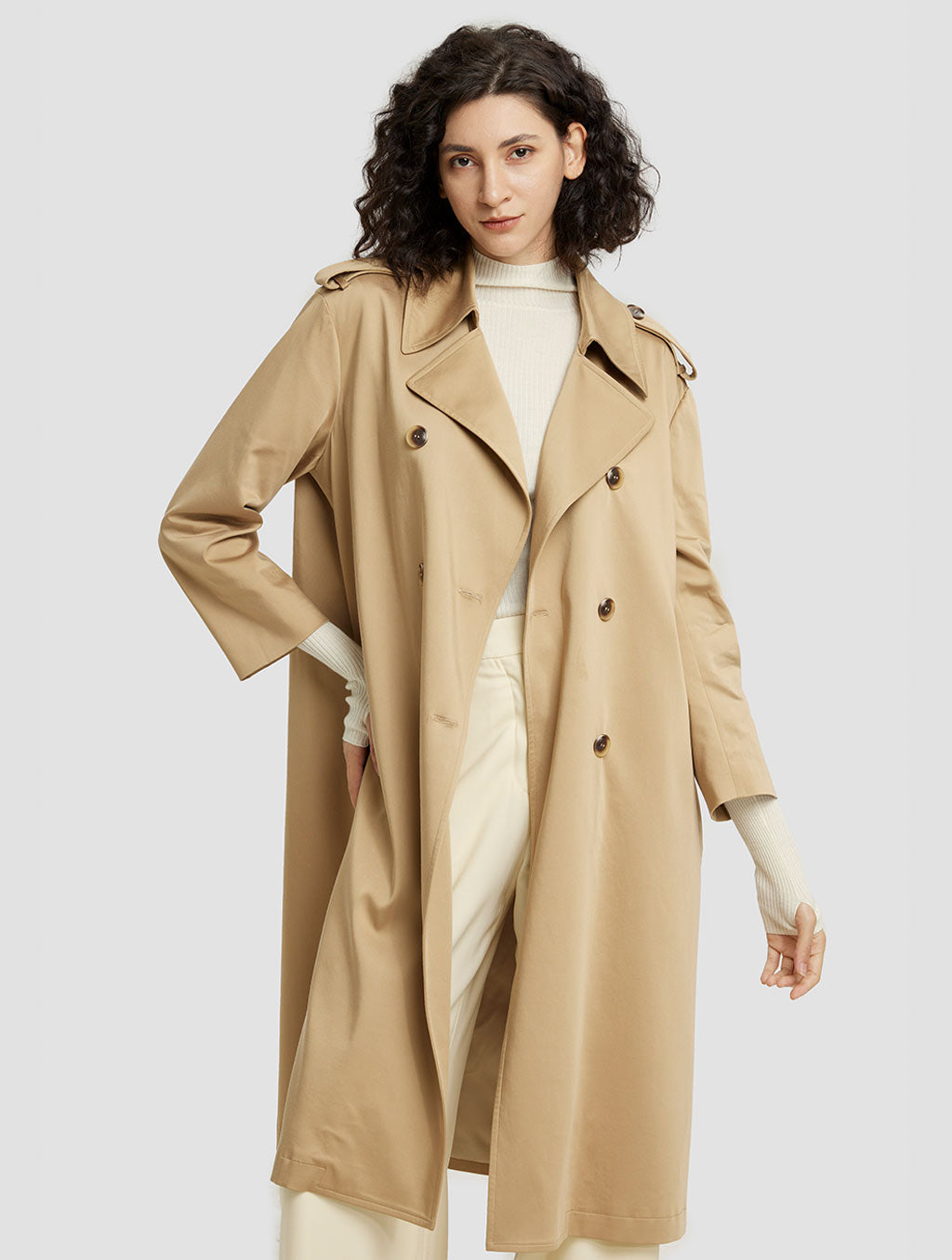 Double-breasted Straight Trench Coat