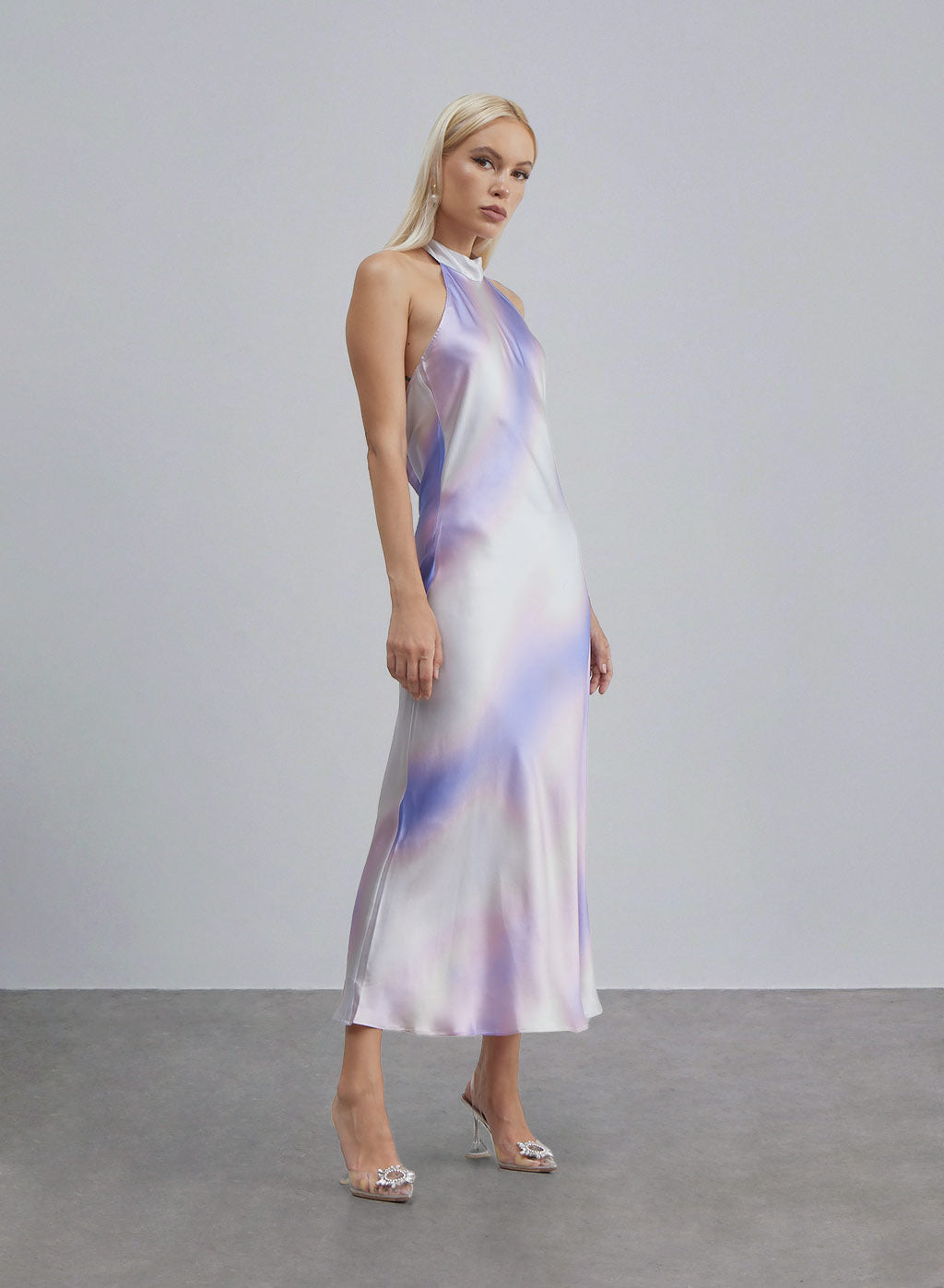 Dreamy Wave Halter Silk Maxi Dress