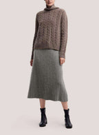 Rib-Knit Pure Wool Long Skirt - Smoke, XS image