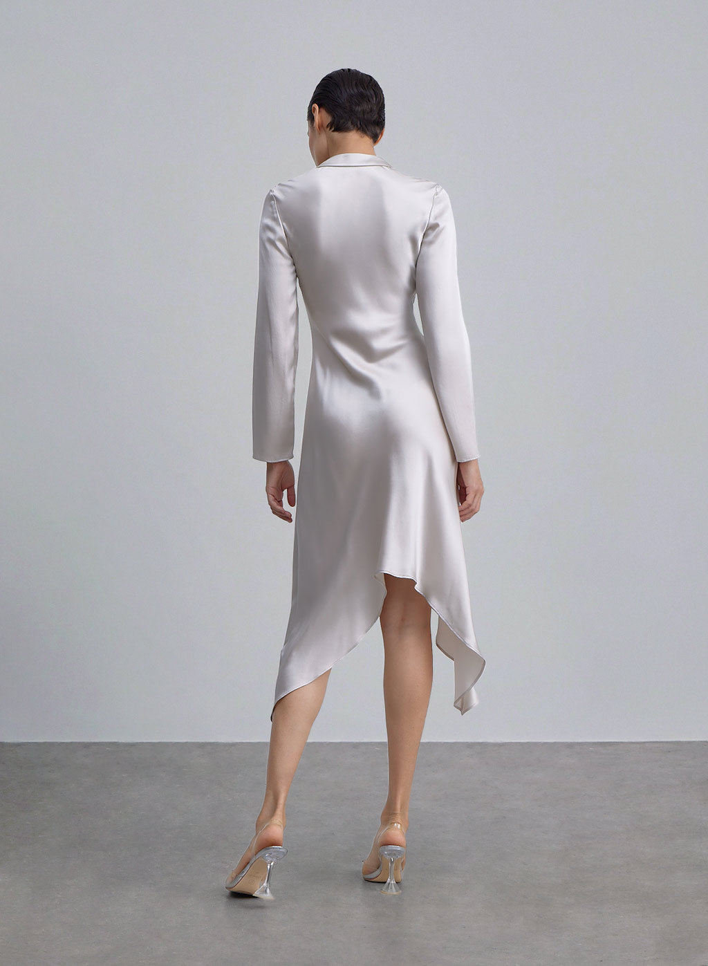 Plunge Neckline V-hem Silk Dress image 1