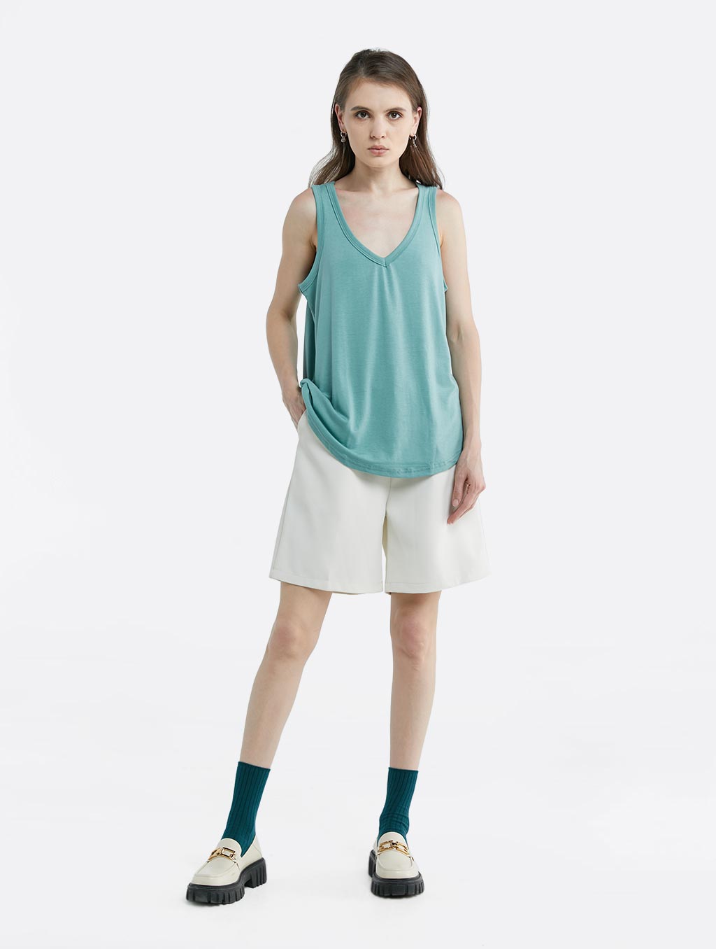 Relaxed V-neck Camisole - Lake Blue, S image