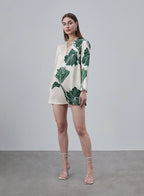 Printed Front Strap-winding Silk Dress image 0