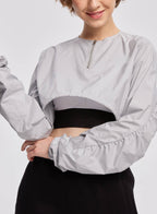 1/2 Zip Cropped Sweatshirt - Gray, M image