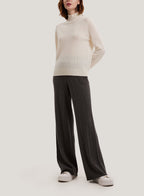 Pure Yak Wool Wide-Leg Trousers - Brunette, XS image