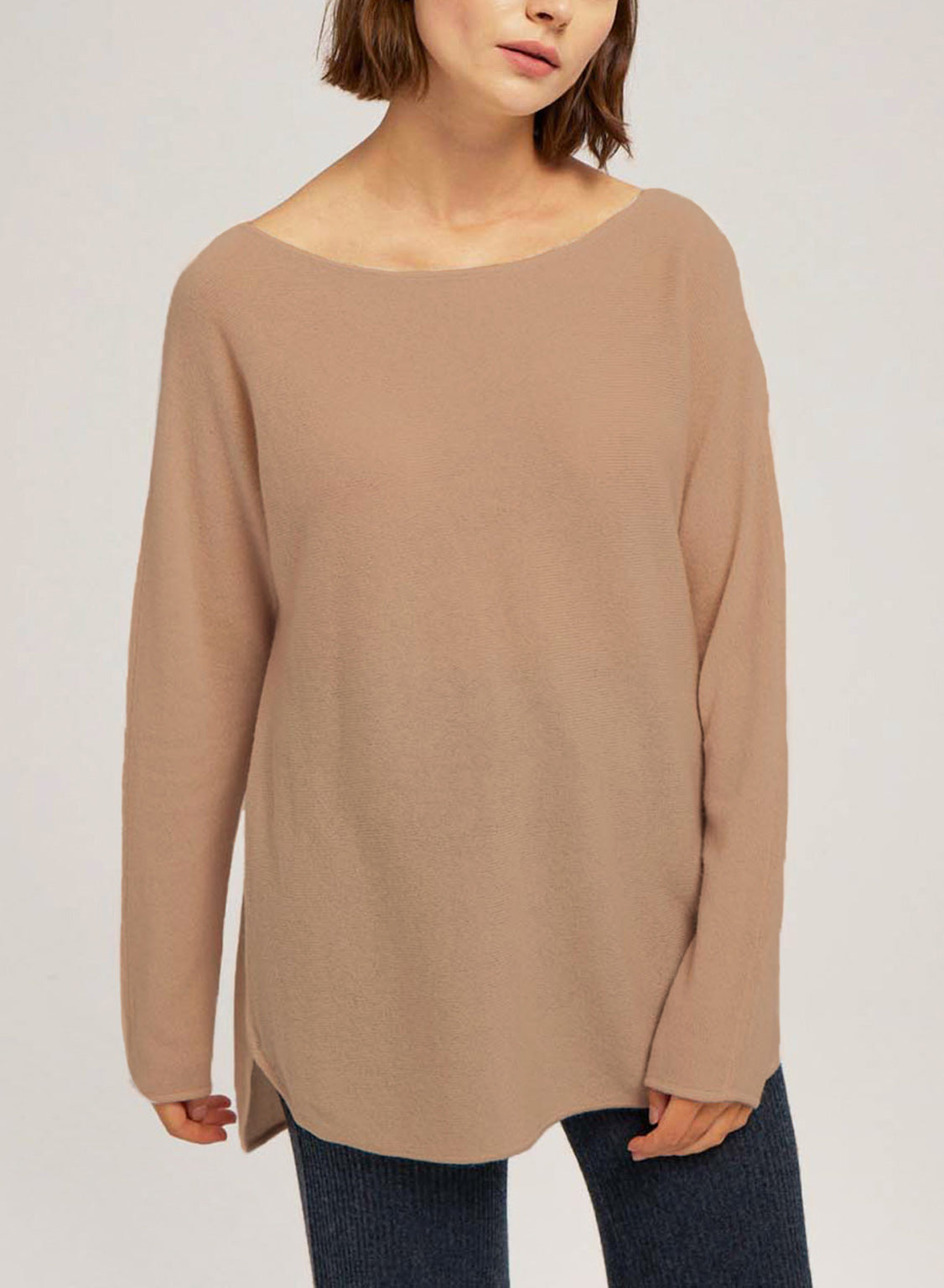 Boatneck Pure Wool Sweater - Camel, XS image