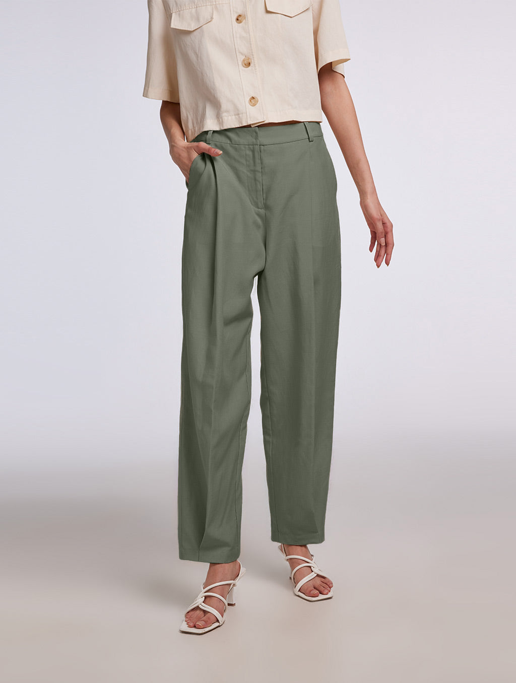Tailored Full Length Pants - Sage, L image