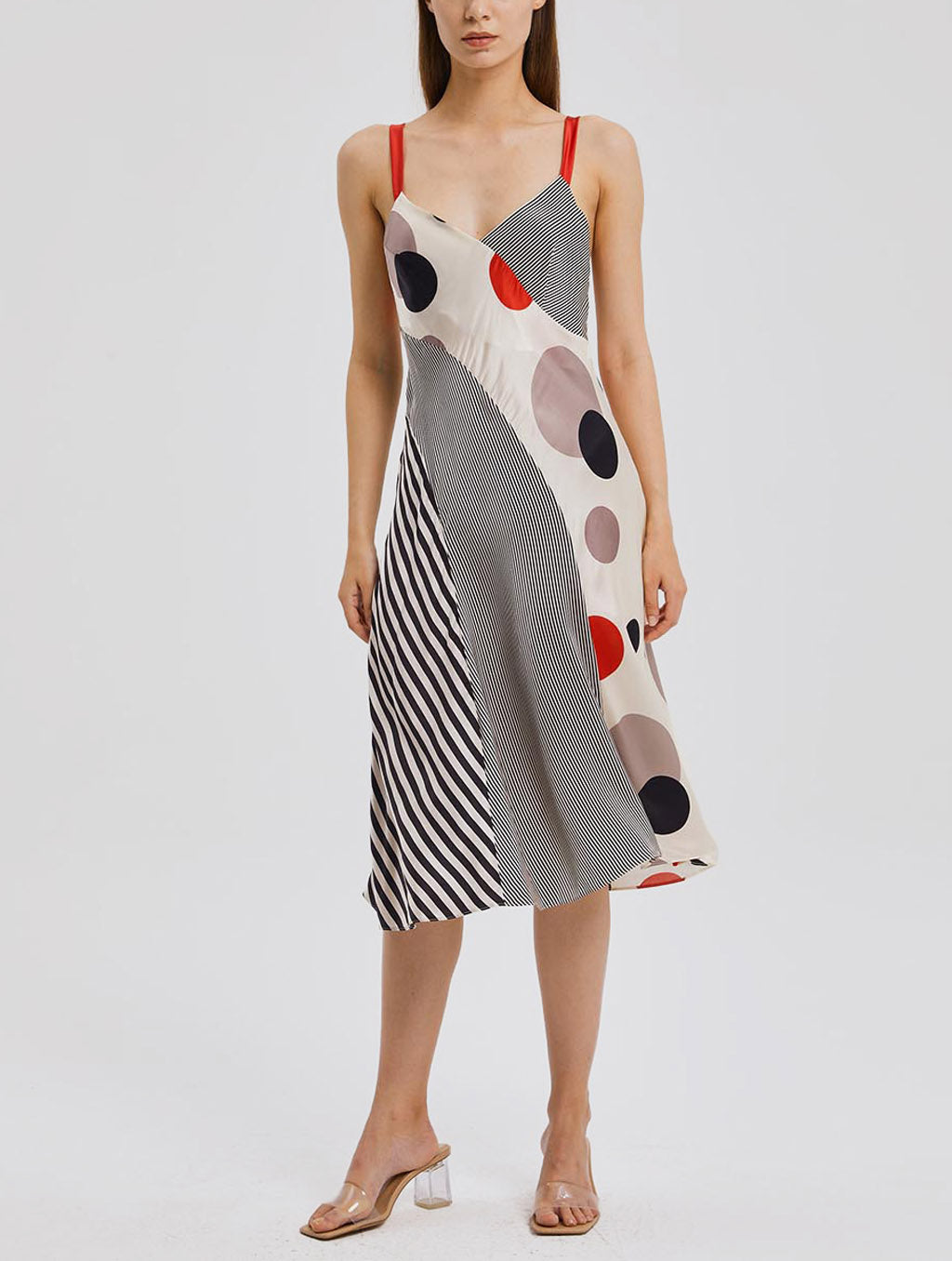 Abstract Print Midi Slip Dress - Multiple Colour, L image