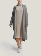 Slouchy Wool-Cashmere Long Cardigan - Smoke, L image