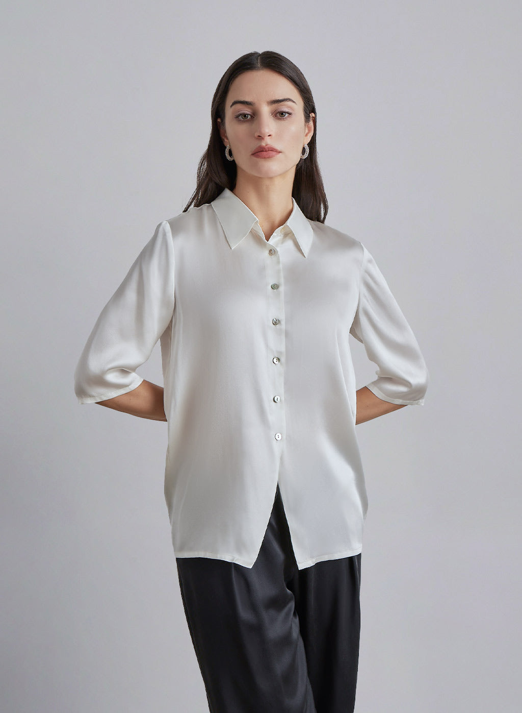 Basic 3/4 Sleeve Silk Blouse image 0