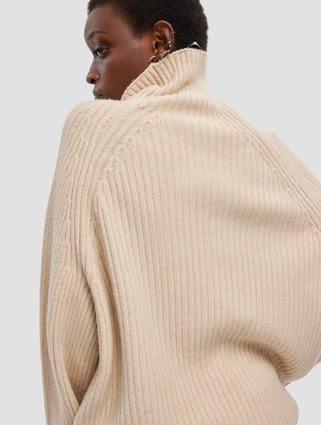 Cropped High-collar Knit Sweater image 1