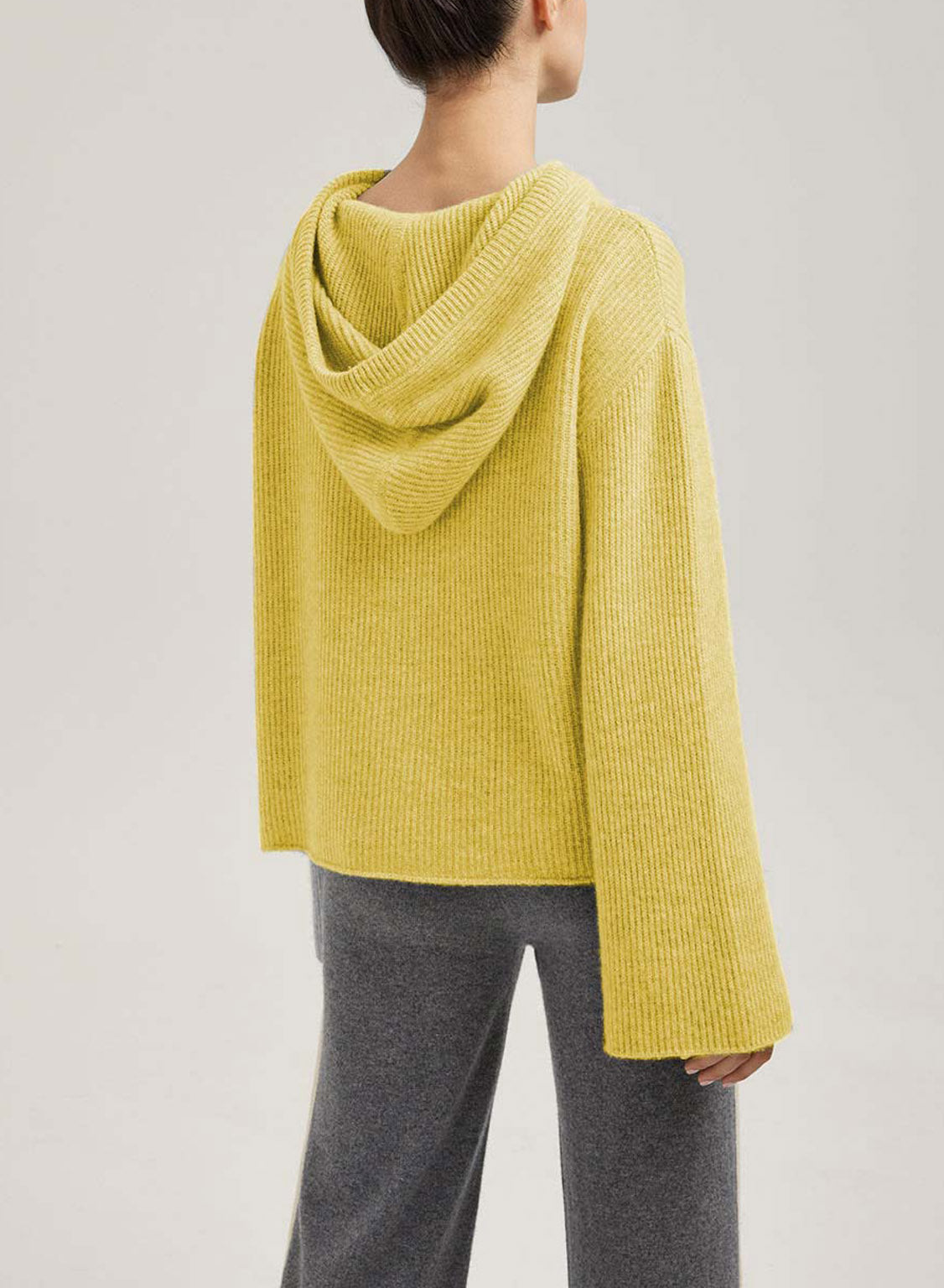 Cropped Wool-Cashmere Hoodie - Yellow, XL image