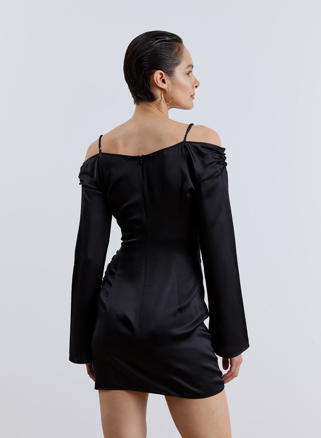 Off Shoulder Silk Slip Dress image 1