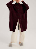 Box-Cut Camel Hair Cardi - Deep Coffee, L image