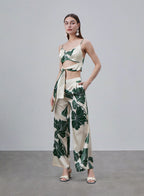 Printed Flare Leg Silk Pants image 0