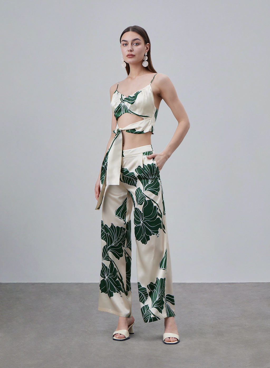 Printed Flare Leg Silk Pants image 0