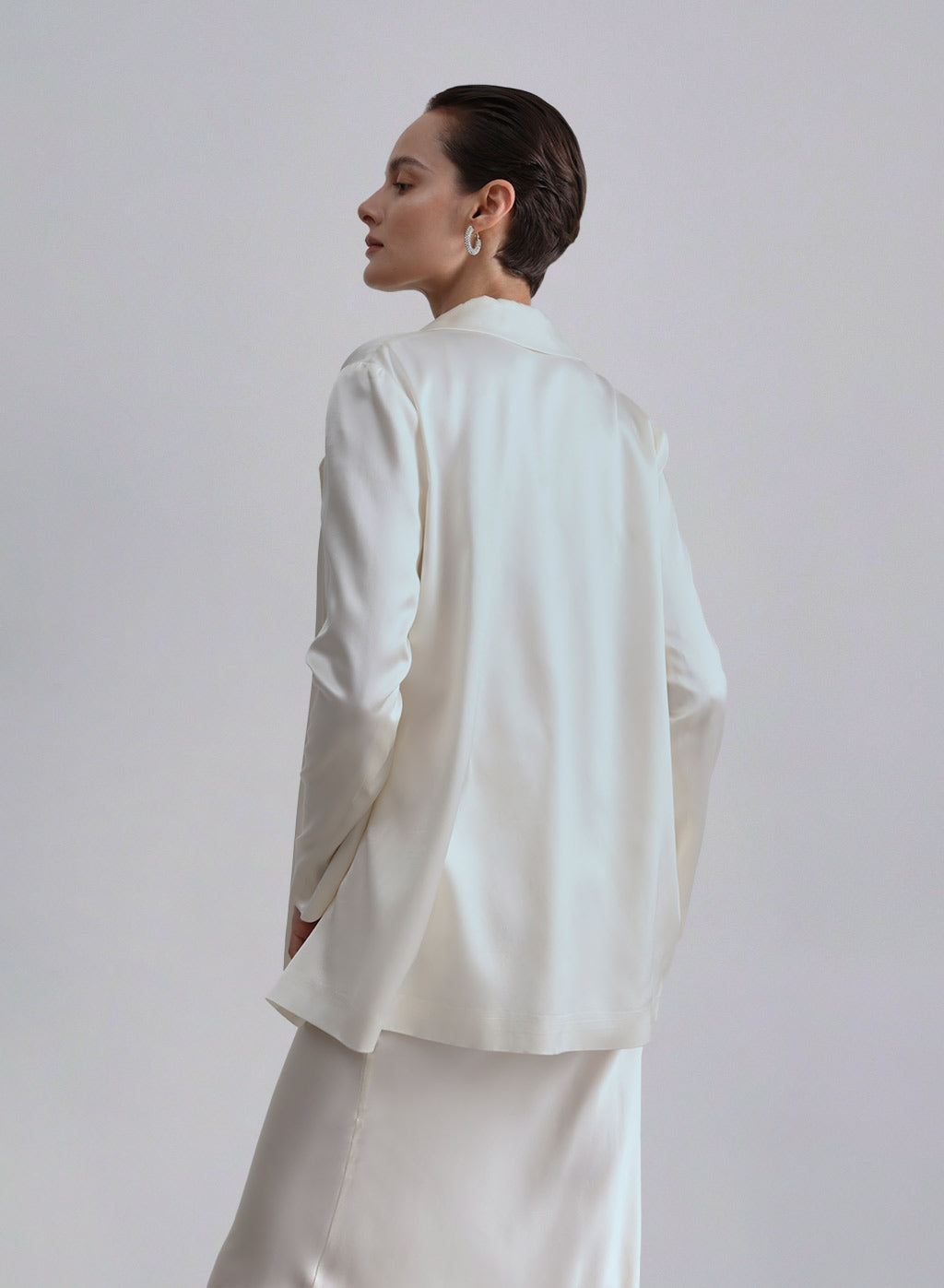 Loose One-button Front Silk Blazer image 1