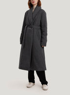 Belted Wool-Blend Padded Coat - Charcoal, L image