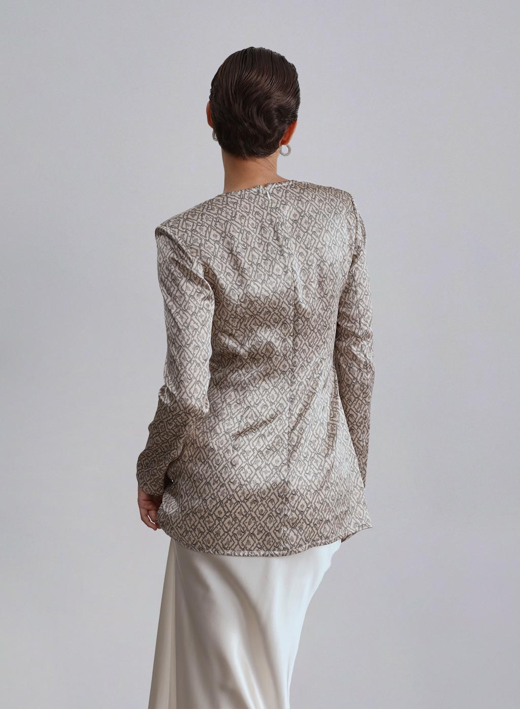 Plunge Neckline Waist Knotted Silk Top image 1