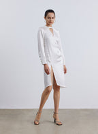 Button &amp; Loop Side Slit Silk Dress image 1