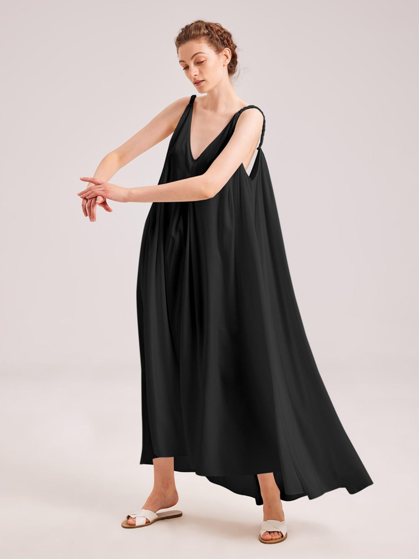Greek Open Back Silky Maxi Dress