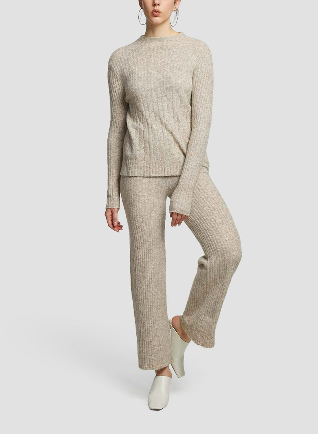 Straight Pull-on Pants - Beige, M image