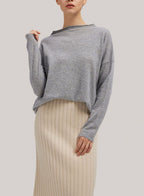 Funnel-Neck Pure Wool Sweater - Smoke, S image