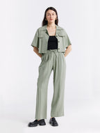 Linen Blend Shirt &amp; Pants Set - Sage, XL image