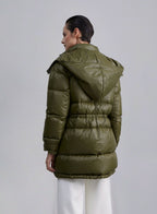 Hooded Waist Drawstring Puffer Jacket image 1