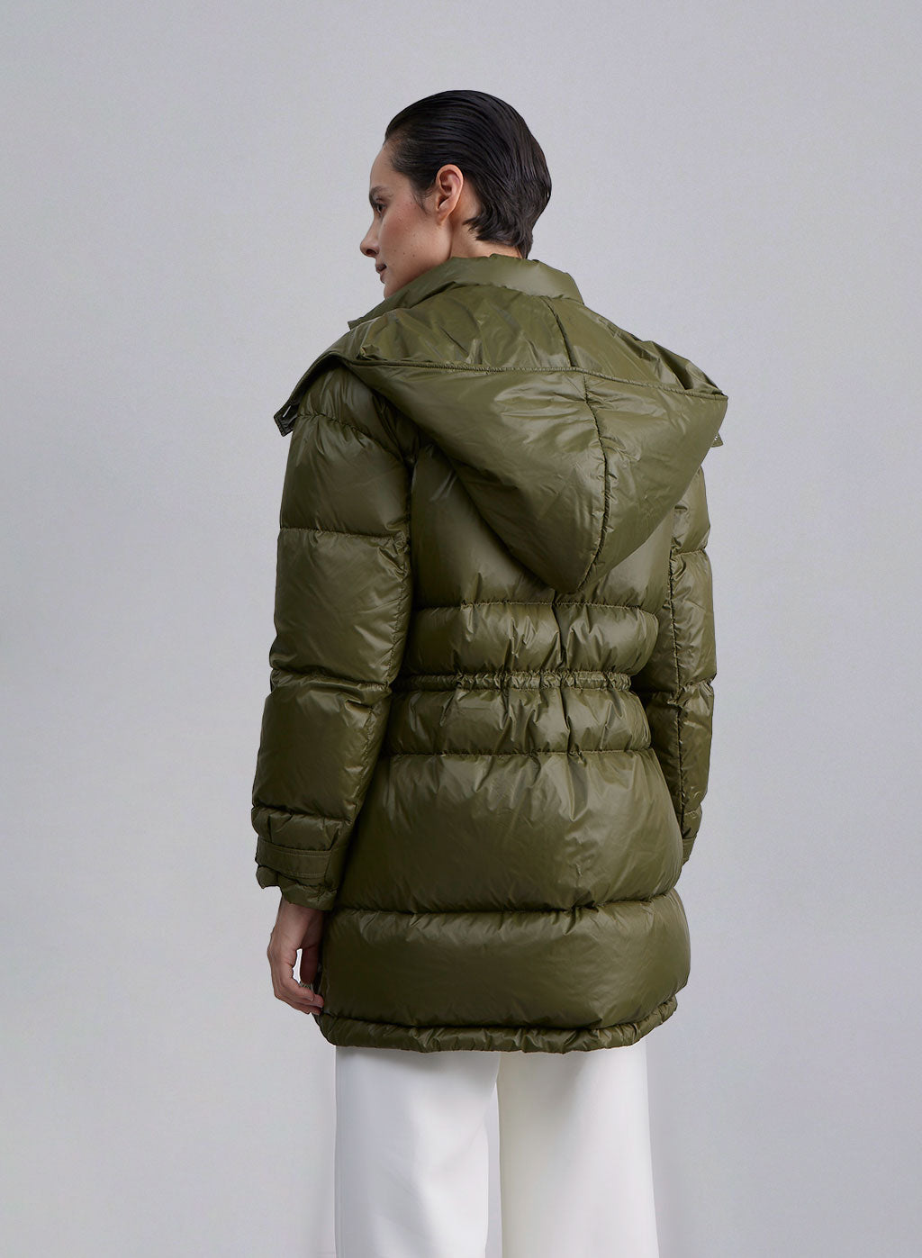 Hooded Waist Drawstring Puffer Jacket image 1