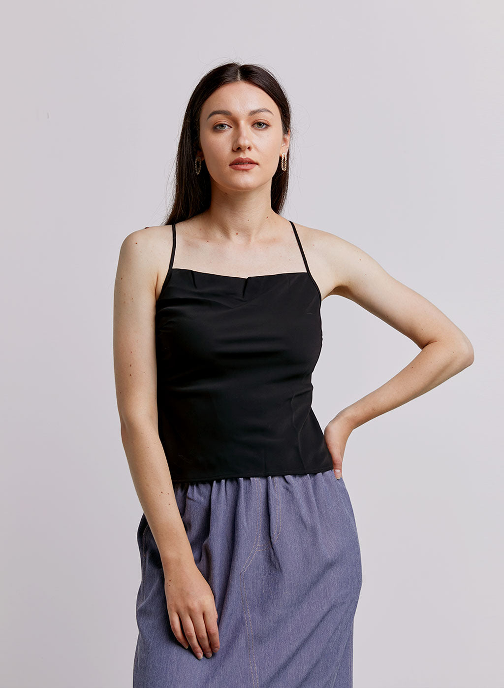 Square-Neck Cami Top - Black, L image