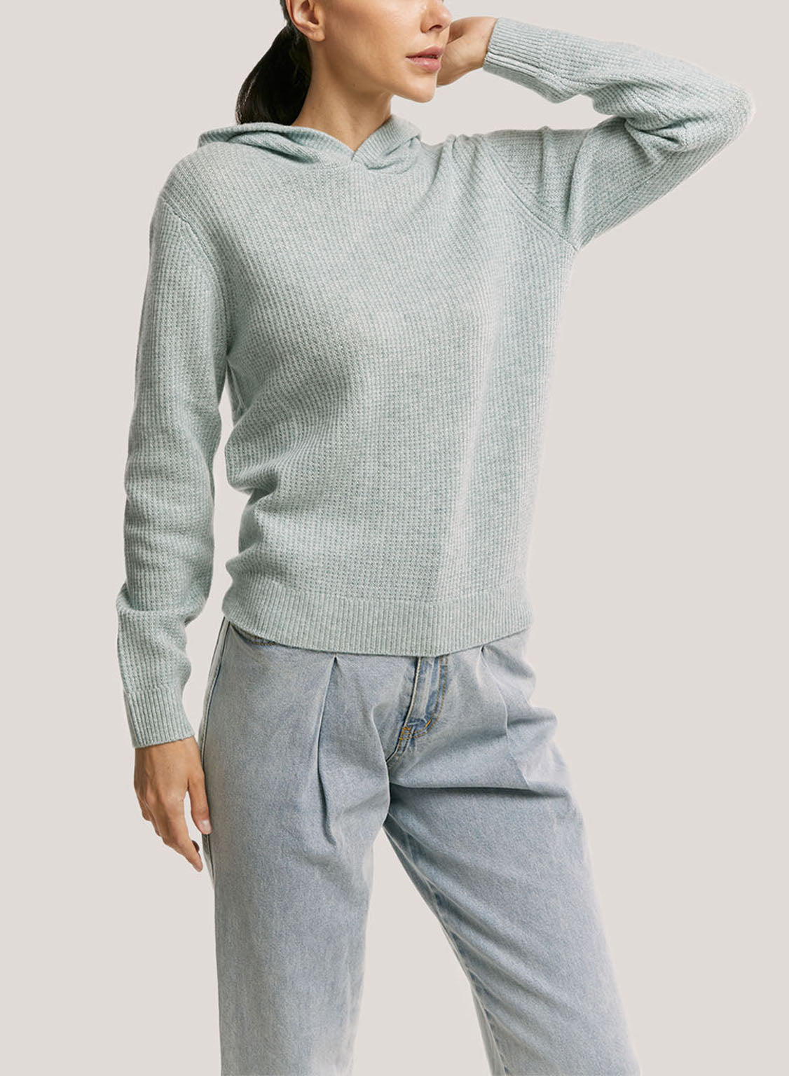 Relaxed Wool-Cashmere Hoodie - Lake Blue, XS image