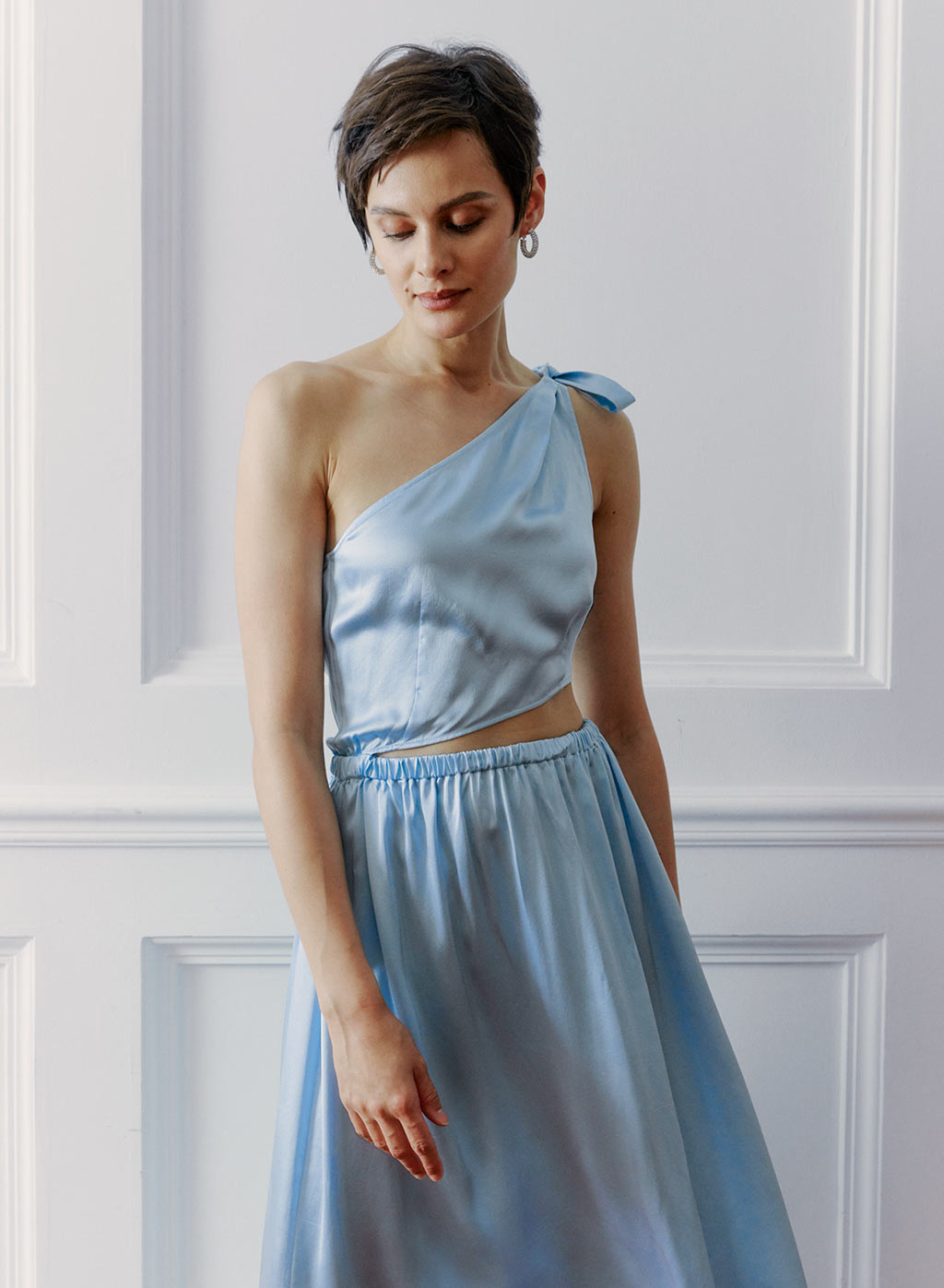 One Shoulder Knot Silk Dress image 2