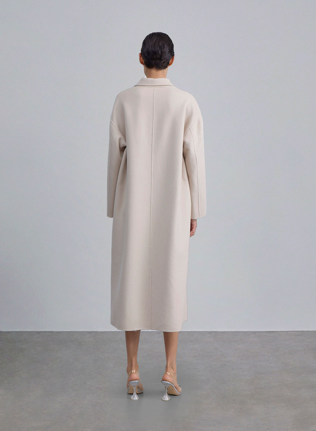 Draped Shoulder Double-faced Wool Coat image 1